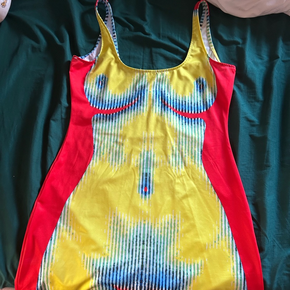 Thermal Body Print Mini Dress